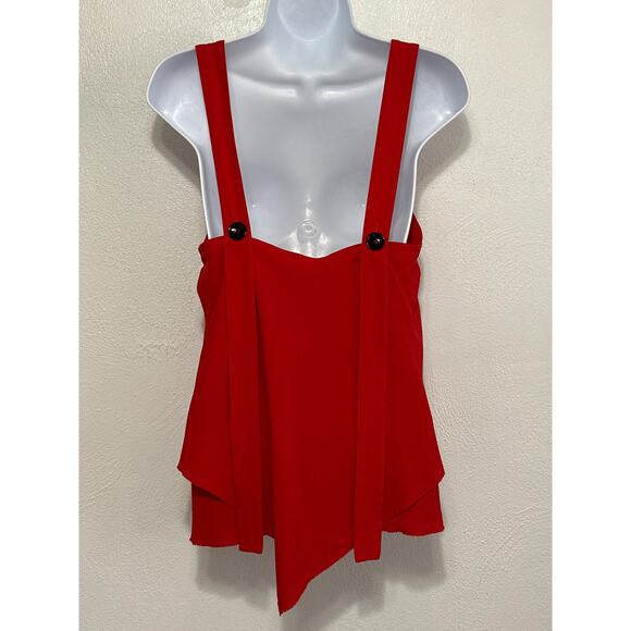 90s Y2K Derek Lam 10 Crosby Silk Blend Going Out Top Sz 2 Red Handkerchief Hem - Picture 5 of 14